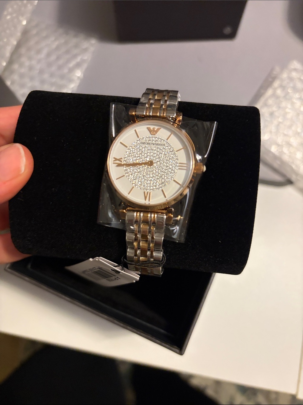 Emporio Armani Two-Tone Crystal Center Women's Watch - Gold & Silver